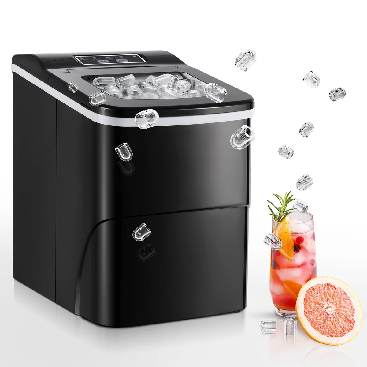 Electactic Ice Maker Countertop, Efficient Easy Carry Ice Machine,30Lbs/Day,Ideal for Restaurant, Bars, Home and Offices, Includes Scoop