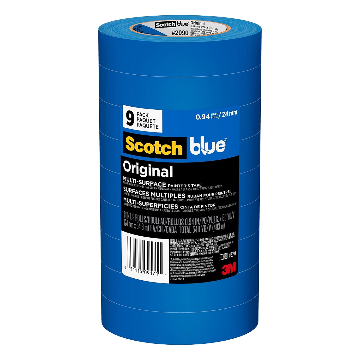 ScotchBlue Original Multi-Surface Painter's Tape 1 Inch Wide, 9 Rolls
