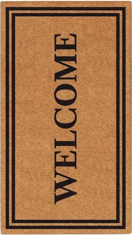 Ottomanson Coco Coir Front Door Mat – Heavy Duty Natural Coir Welcome Mat, Non-Slip Outdoor Entryway Rug, Dirt Scraper Door Mat for Porch & Entrance, Welcome, 30" x 48"