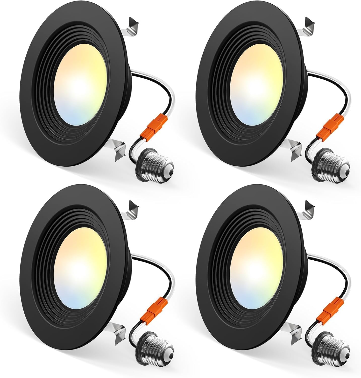 Amico 4 Pack 4 inch 5CCT LED Recessed Lighting, Retrofit Can Lights, Black
