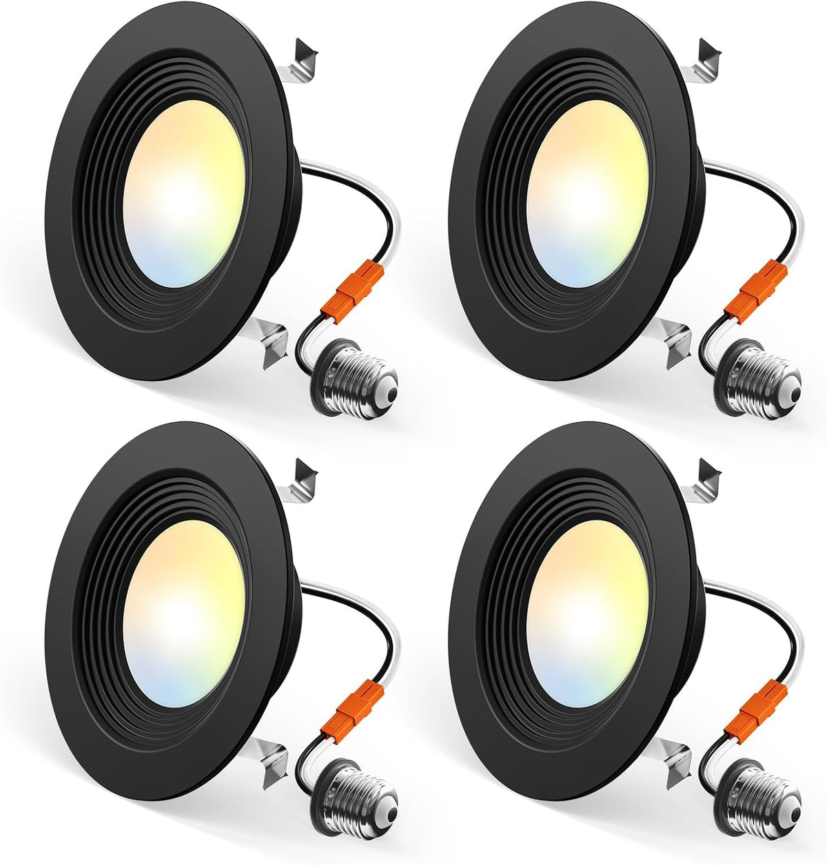 Amico 4 Pack 4 inch 5CCT LED Recessed Lighting, Retrofit Can Lights, Black