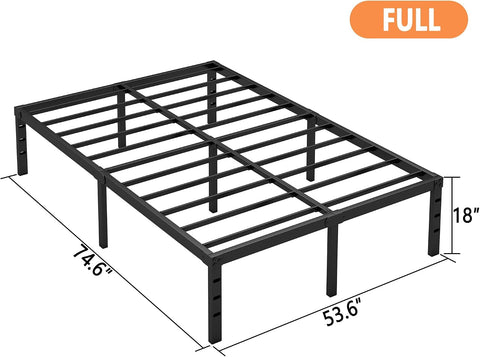 Hafenpo 18 Inch Full Bed Frame, Under Bed Storage, Black