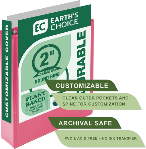 Samsill Plant-Based 2 Inch Durable Round Ring, View Binder, Eco-Friendly, USDA Certified Biobased, 4 Count, Pack of 1, Fashion Assortment