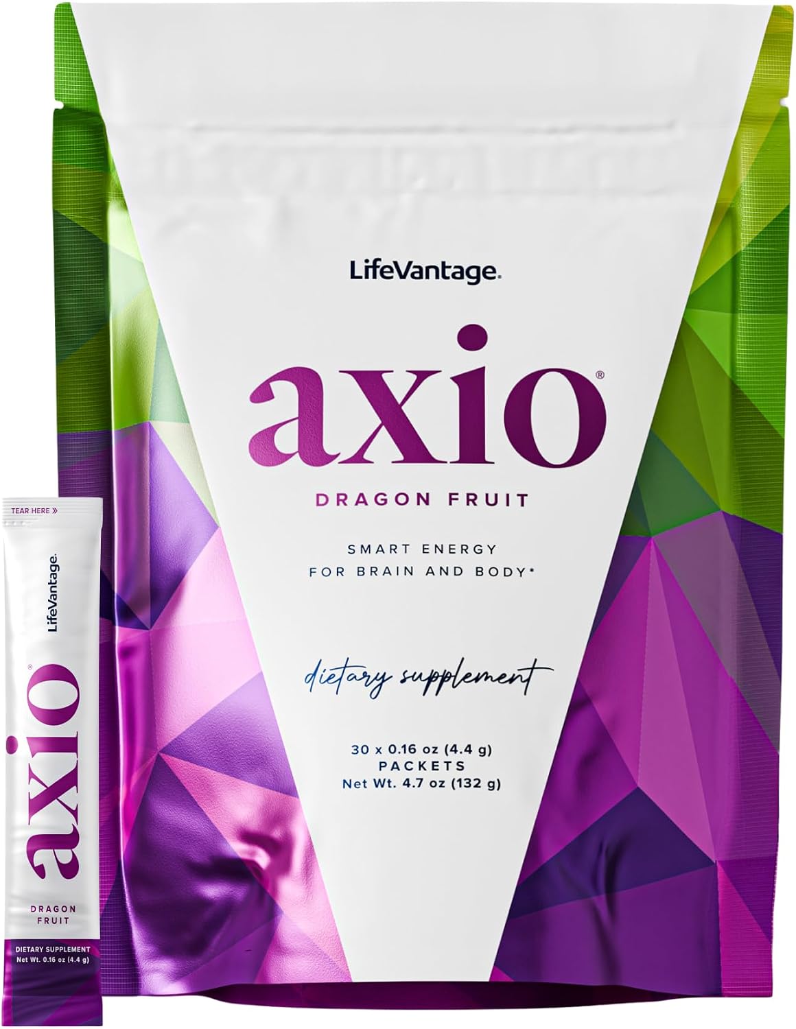 LifeVantage AXIO Nootropic Energy Drink Mix, Dragon Fruit, 30 Packets