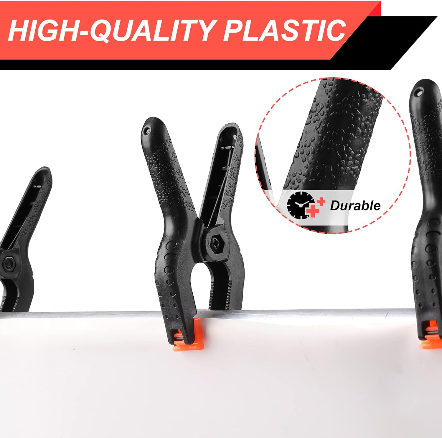 8 Pack Spring Clamps, 4.5inch Plastic Clips, Small Backdrop Clips, Clamps Heavy Duty, Spring Clips for Crafts, Backdrop Stand, Woodworking, Photography Studios (Black)