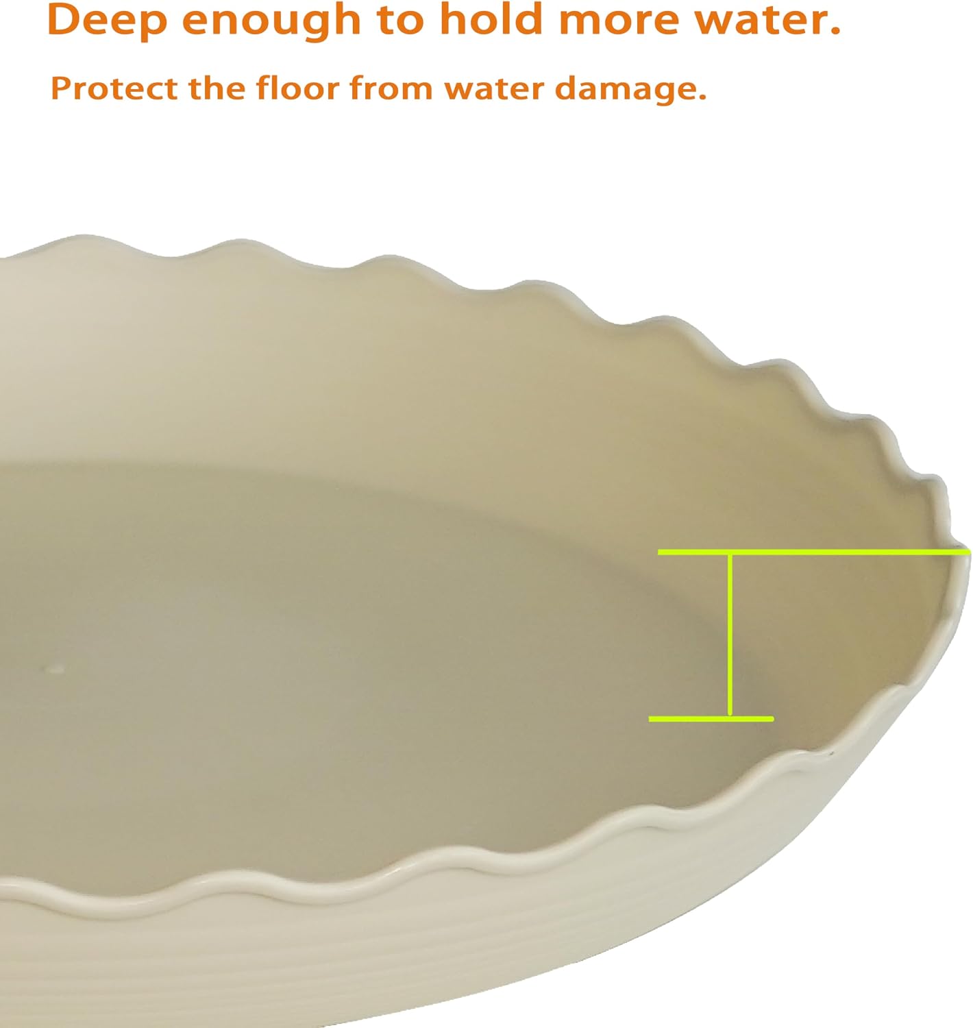 6 Pack of 12 inch Plant Saucer Plant Tray, Plastic Plant Saucer, Heavy Duty Plant Tray for Pots, Plant Saucers for Indoors Planter, Garden Water Plate Bowls (Beige)