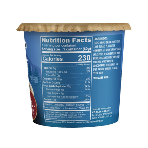 Kodiak Oatmeal Cups Blueberries & Cream, High Protein, Whole Grains, 12pk