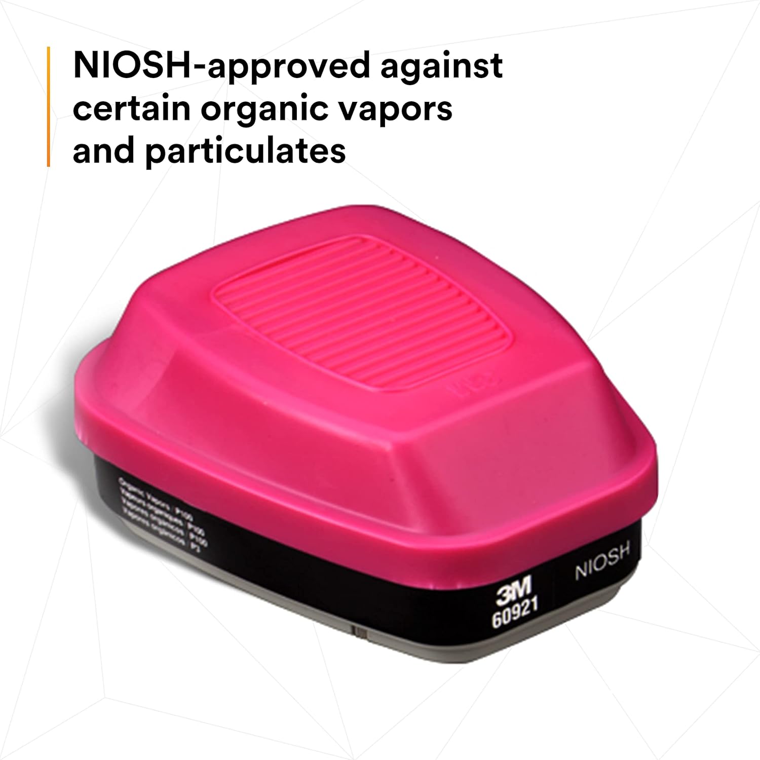 3M P100 Respirator Cartridge/Filter 60921, NIOSH Approved, 1 Pair, OV/P100