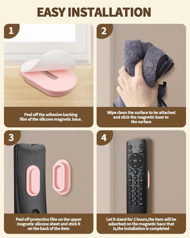 6 Pack Magnetic Remote Control Holder, Silicone, Self-Adhesive No-Drill