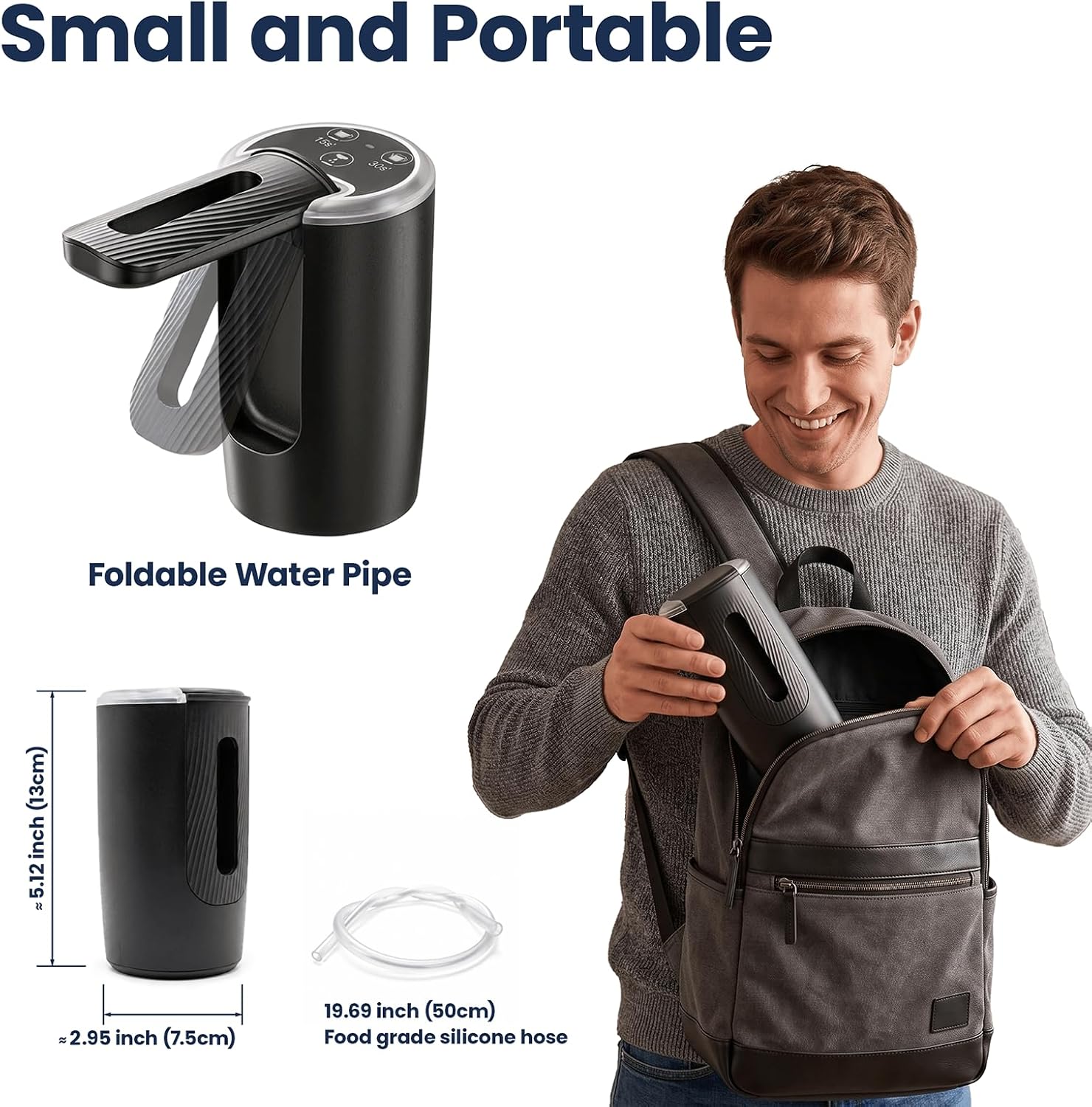Portable Electric Water Dispenser for 5 Gallon Bottle, Dual Pump High-Speed