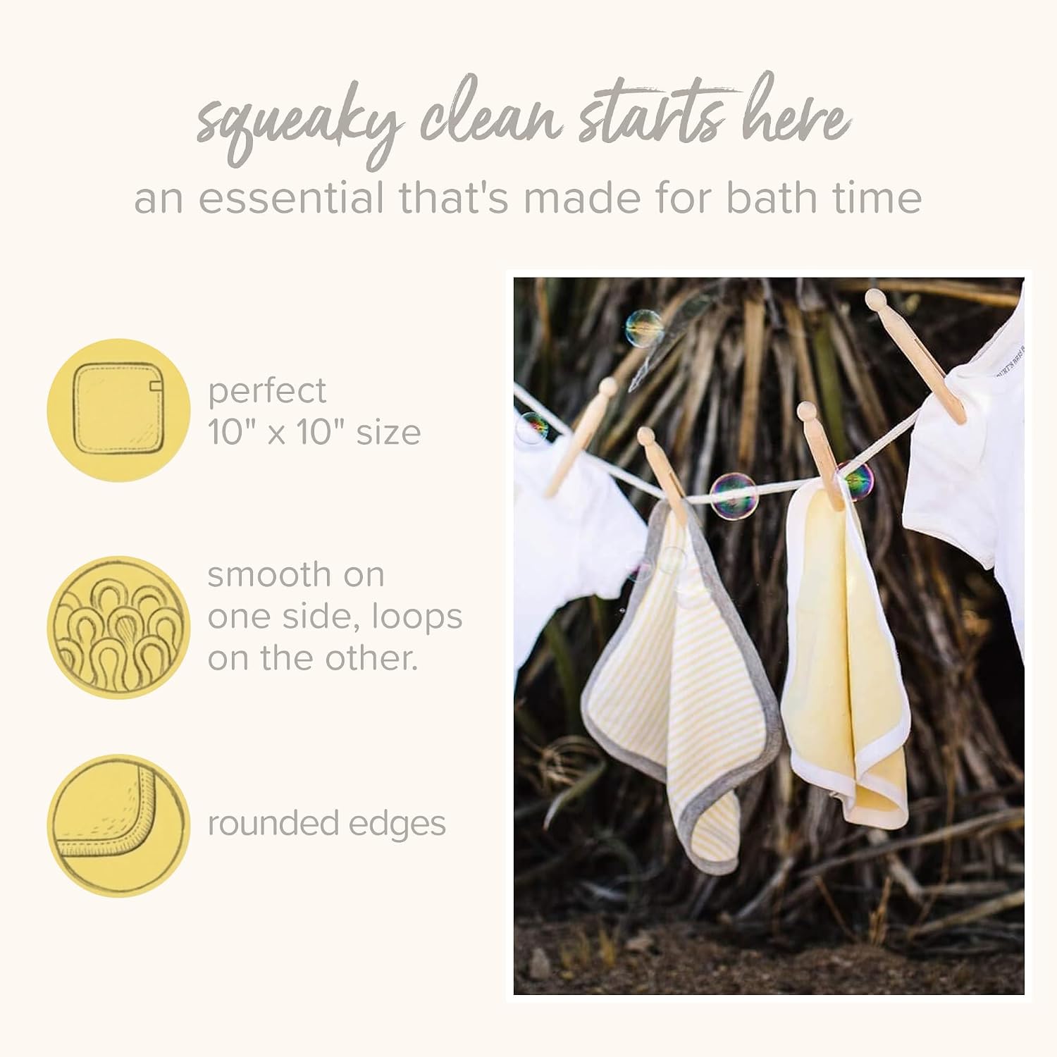 Burt's Bees Baby Infant Washcloths, 100% Organic Cotton 9x9 in, 3-Pack