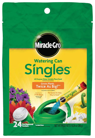 Miracle-Gro Watering Can Singles All Purpose Water Soluble Plant Food - Fertilizer for Flowers, Vegetables, Houseplants, Trees, Indoor and Outdoor Plants, 24 Packets (Pack of 6)