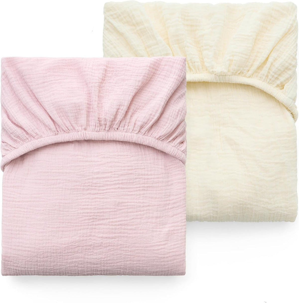 Momcozy Crib Sheets 52"x28", 2 Pack Muslin Crib Sheets for Baby Nursery