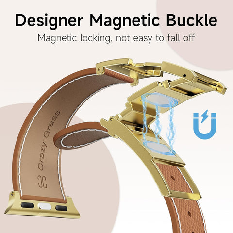 Designer Leather Band for Apple Watch Women with Signature H Buckle