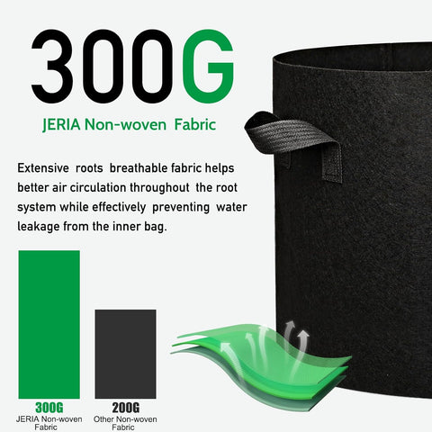 JERIA 12-Pack 30 Gallon Grow Bags, 300G Thickened Nonwoven Garden Pots,Heavy Duty Fabric Pots with Reinforced Handles