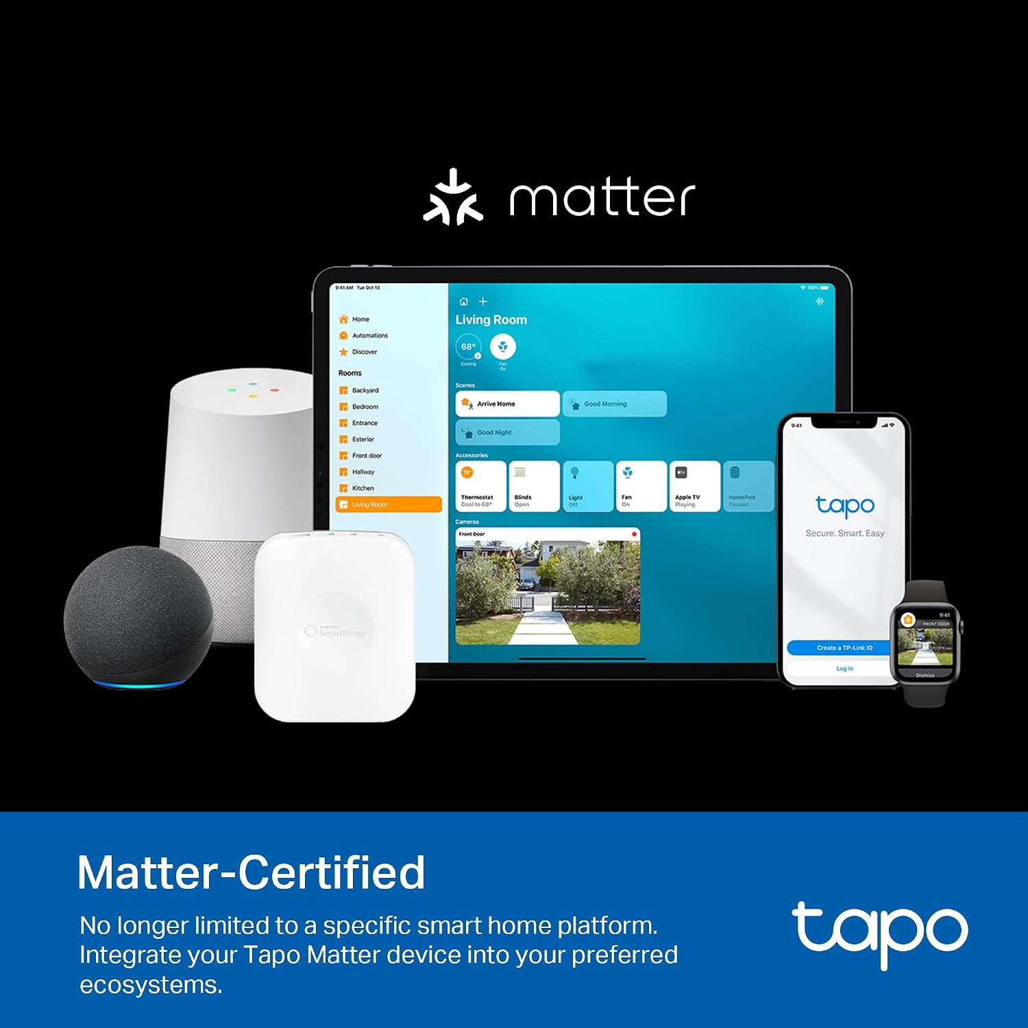 Tapo Matter Outdoor Smart Plug, 2 Individual Outlets, P400M