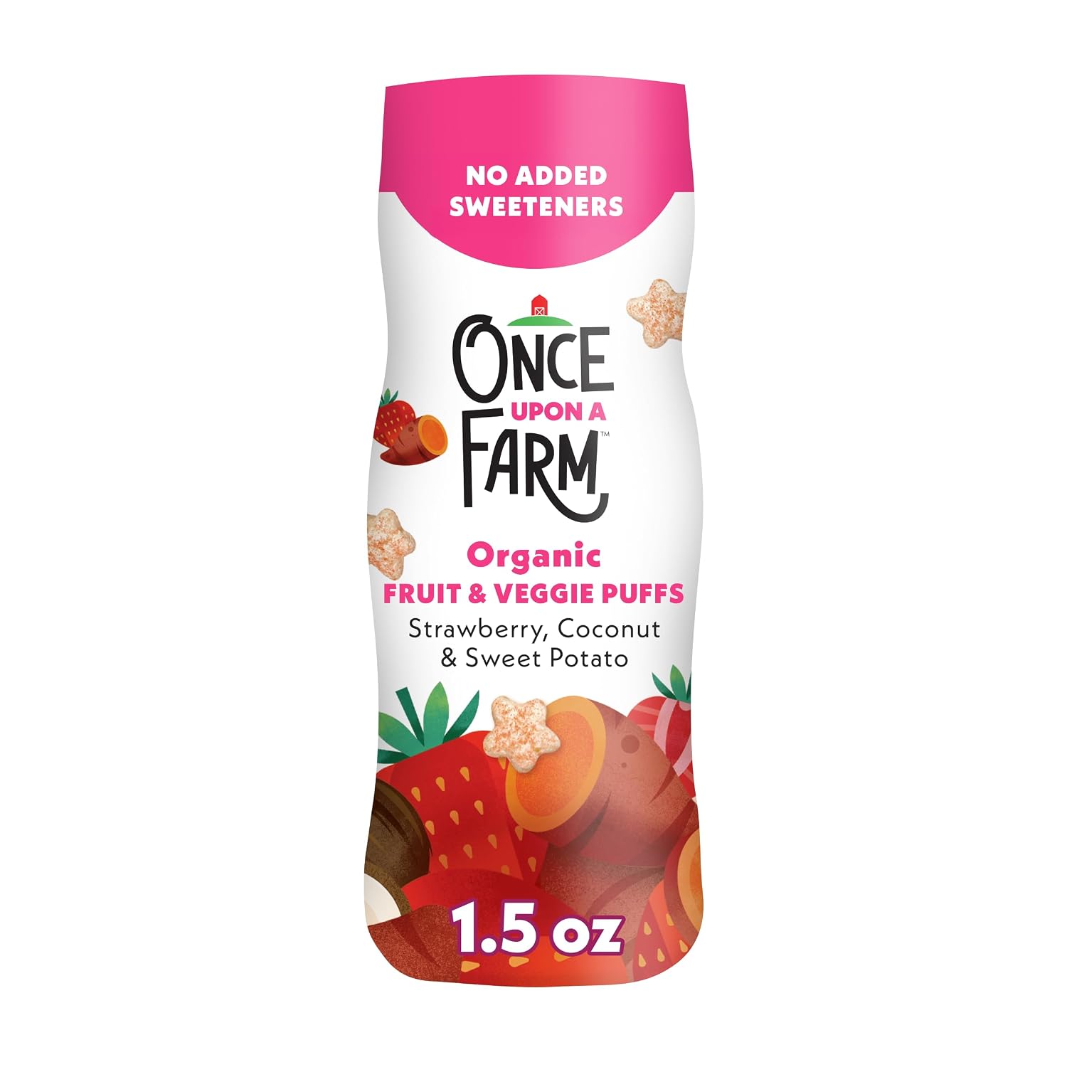 Once Upon a Farm Organic Baby Fruit & Veggie Puffs Strawberry, Coconut & Sweet Potato, 1.5oz