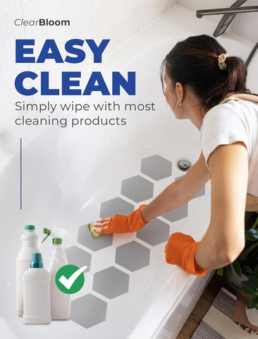 Clear Bloom Anti-Slip Shower Stickers, Non-Slip Bathtub Floor Grip, 24 Pack