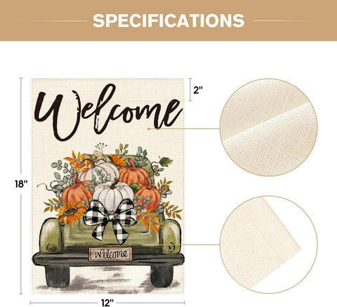 AVOIN colorlife Truck Fall Garden Flag 12x18 Inch for Outside