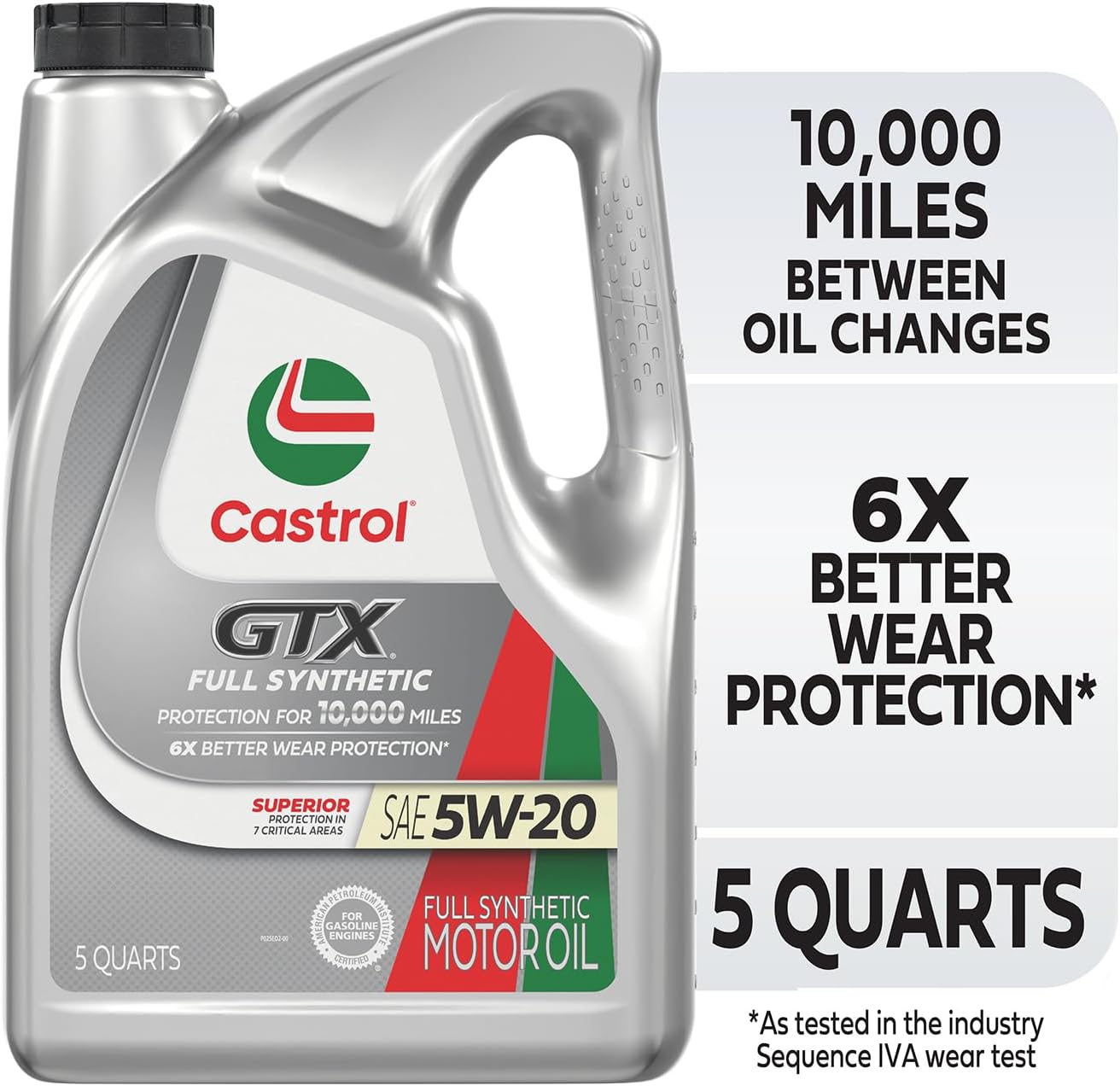 Castrol GTX Full Synthetic 5W-20 Motor Oil, 5 Quarts