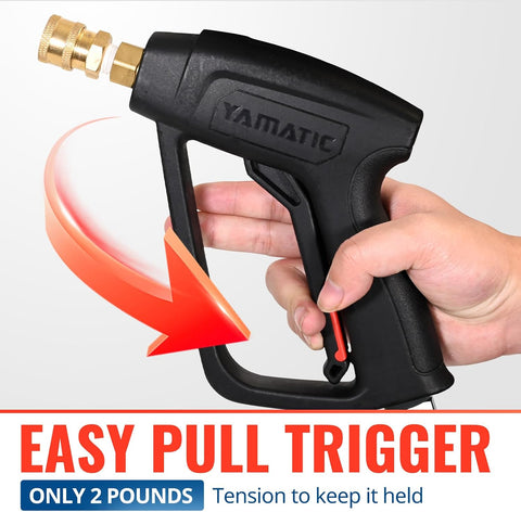 YAMATIC Short Pressure Washer Gun with Stainless Steel 3/8" QC 4000 PSI