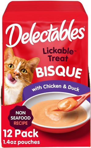 Delectables Bisque Non-Seafood Lickable Wet Cat Treats, Variety Pack, 12 Count (Pack of 1)