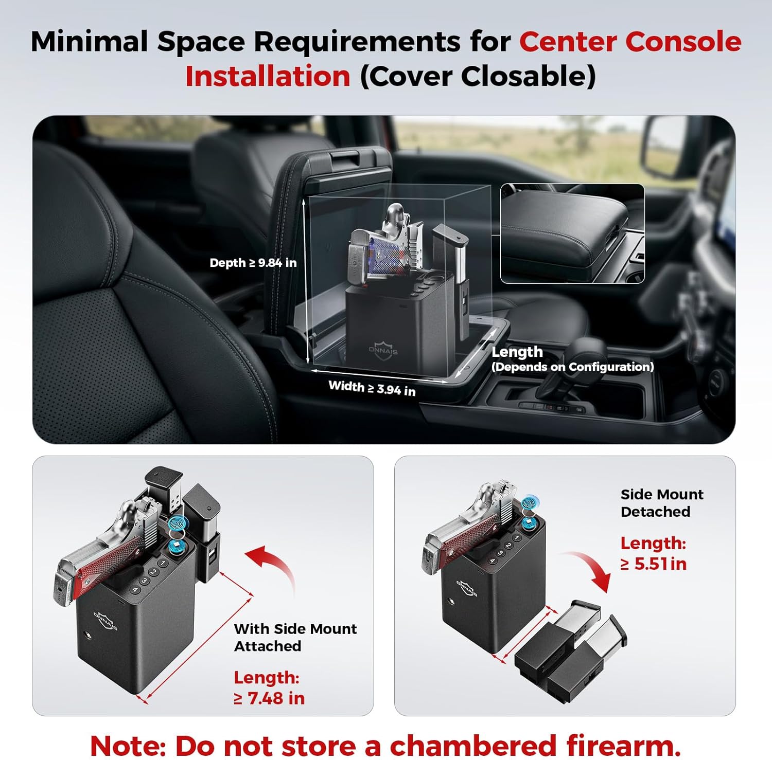 ONNAIS Biometric Pistol Safe: Open Design for Fast Home & Car Access