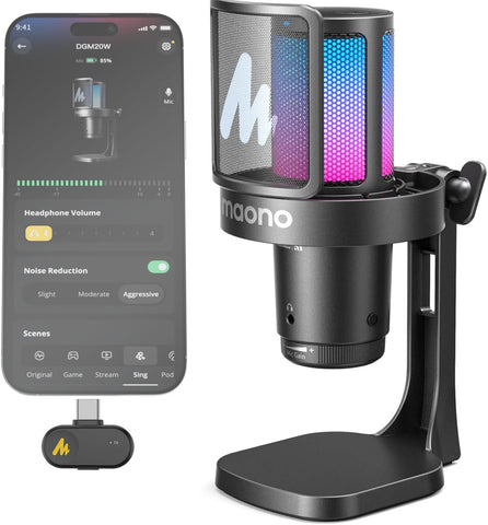 MAONO DGM20W Wireless Gaming Microphone for PC & Smartphones
