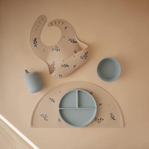 mushie Silicone Placemat for Kids | BPA-Free Non-Slip Design (Lilac Flowers)