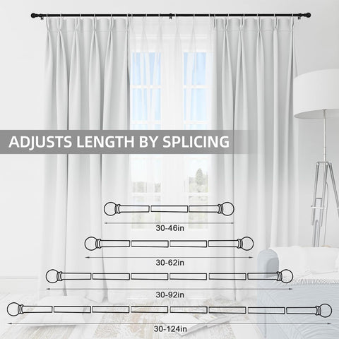 Thestoa 2 Pack Black Curtain Rods for Windows 66 to 120 Inch, 5/8" Diameter Matte Black Small Curtain Rods for Bedroom, Living Room, Kitchen, Outdoor, Farmhouse, Cafe