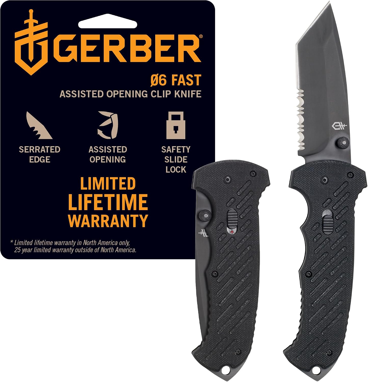 Gerber 06 FAST EDC Folding Pocket Knife, 3.8" Serrated Tanto Blade, Camping