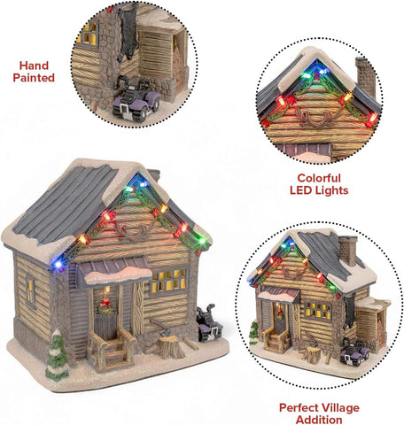Black Bear Lodge Porcelain Christmas Village with LED Lights