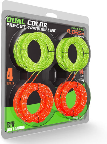 YWTESCH 4 Pack AL2420PD 0.095’’ Replacement Twisted Trimmer Lines Compatible with All EGO 15-Inch String Trimmers, 56 FT Dual Color Pre-Cut Heavy Duty Weed Wacker String for EGO Line Trimmers