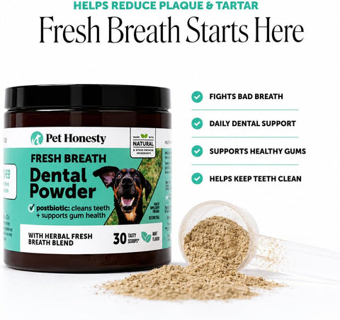 Pet Honesty Vet Approved Dog Teeth Cleaning Powder, 30 Servings
