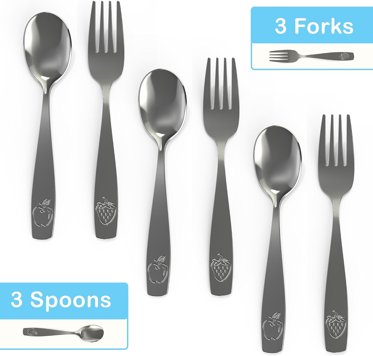 CHILLOUT LIFE Kids Silverware Set, Stainless Steel Utensils, 6-Piece