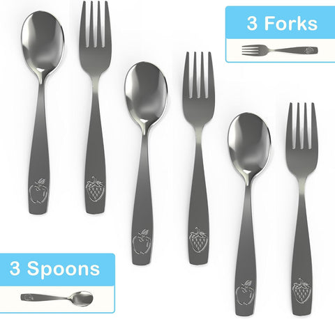 CHILLOUT LIFE Kids Silverware Set, Stainless Steel Utensils, 6-Piece