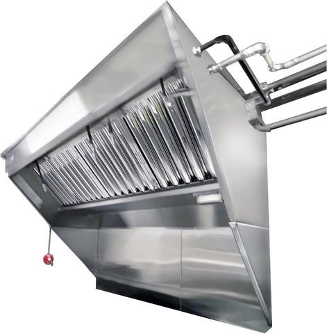 9' Integrated Exhaust Hood & Fan System with Ansul Fire Suppression | Patent Pending Low Box Vent Hood with Exhaust Fan Louver for Food Concession Trailer | Food Truck Equipment Made in USA