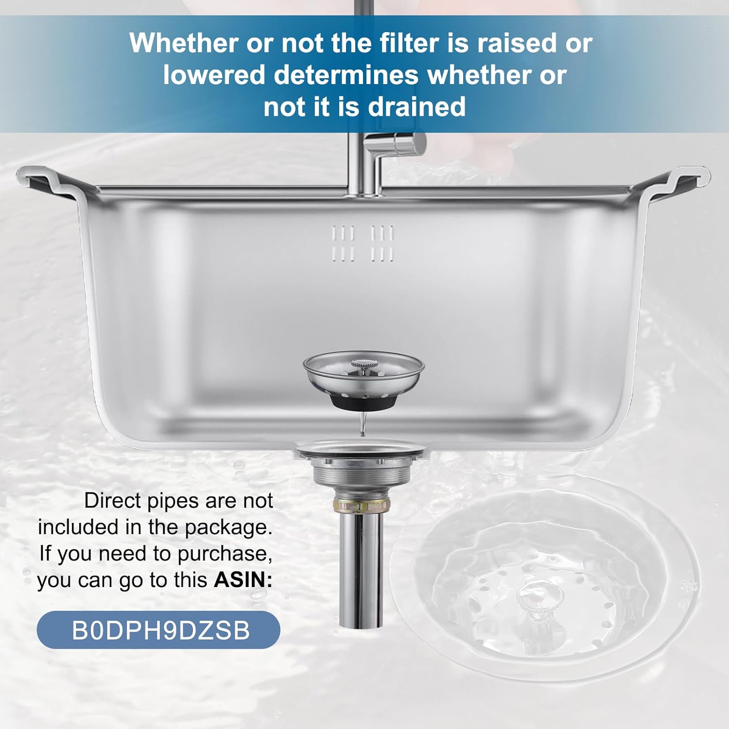 ZM Kitchen Sink Basket Strainer with Stopper, 3-1/2” Drain