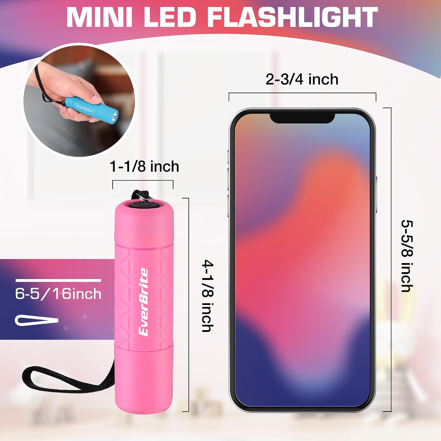 EverBrite 3-Pack Mini LED Flashlights with 9 AAA Batteries & Lanyards