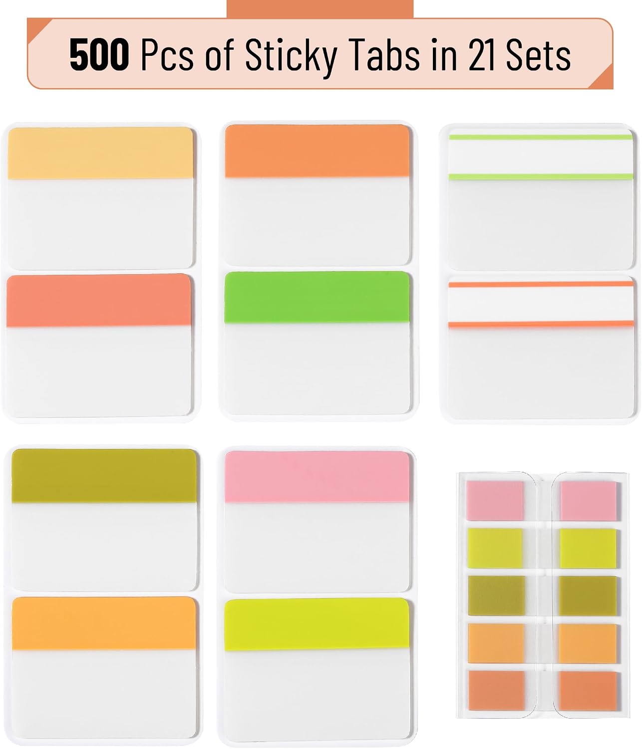 Mr. Pen- Sticky Index Tabs, 500 Pcs, 21 Sets, Colorful