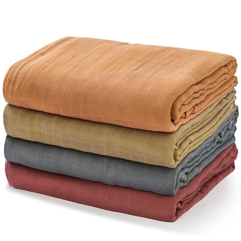 Momcozy Muslin Swaddle Blankets, 4-Pack, Large 47"x47" Soft Earth