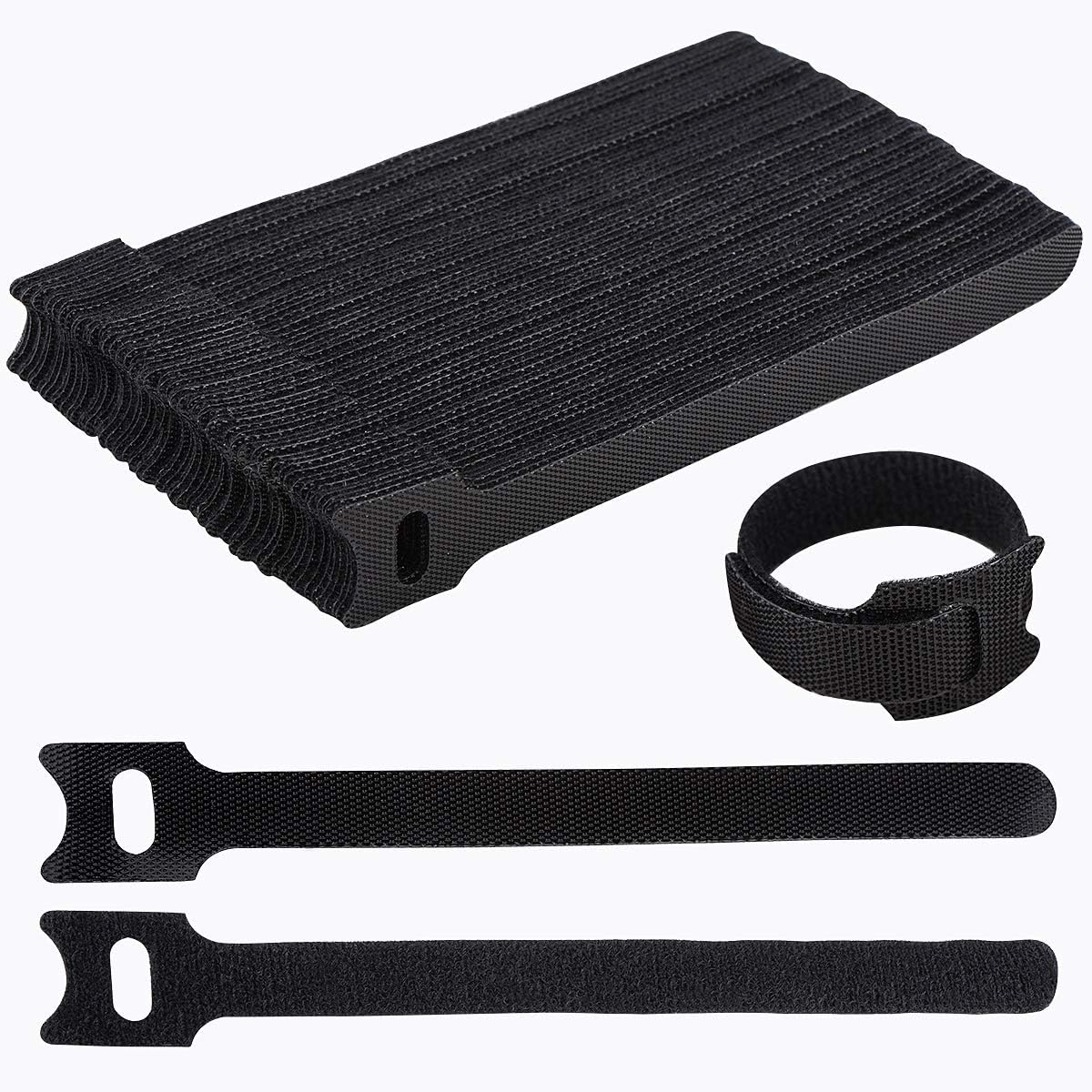 Nettbe 60 PCS 6 Inches Reusable Cable Ties, Adjustable Cord Straps Wire Organizer Cord Wrap and Hook Loop Cable Management