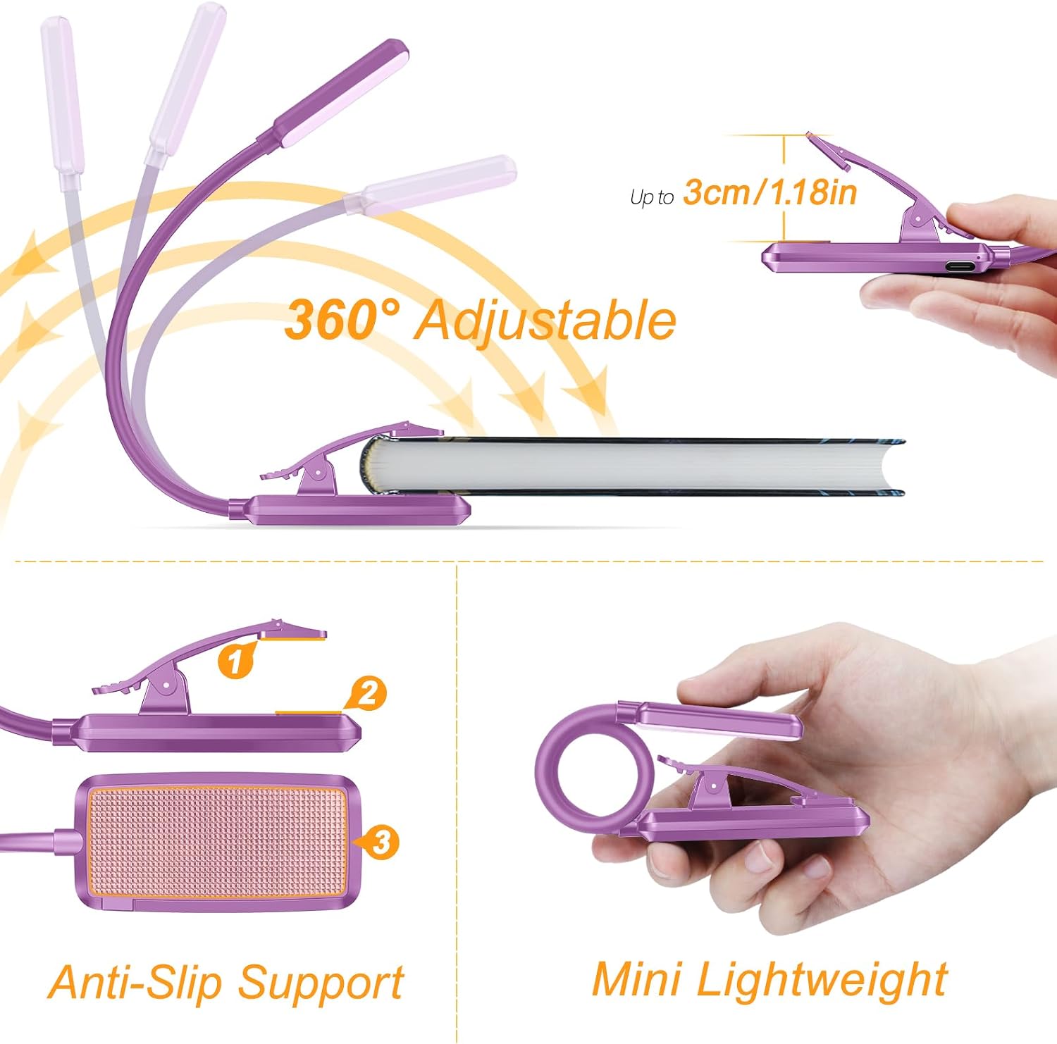 Gritin 9 LED Rechargeable Book Light for Reading in Bed