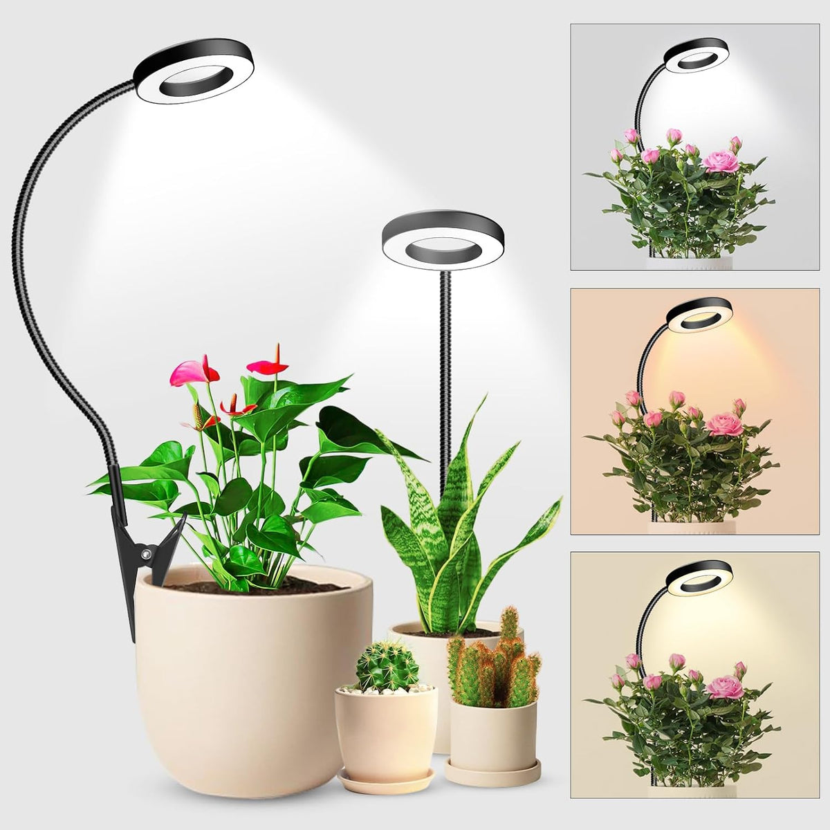 wolezek 2 in 1 Grow Lights for Indoor Plants, 48 LEDs Plant Lights Indoor
