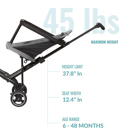 Dream On Me Coast Rider Lightweight Travel Stroller, 45 Lb Limit, Gray