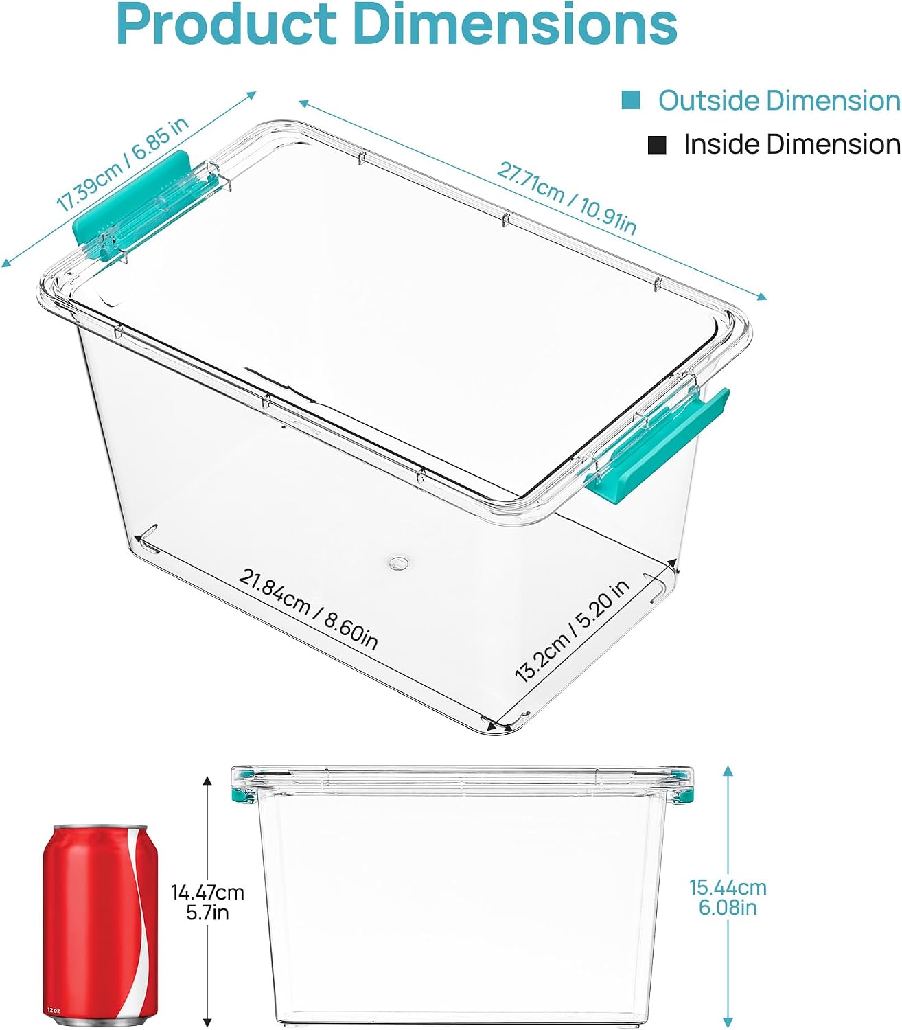 Vtopmart 6 Pack 5 Qt Clear Storage Bins with Lids for Toy & Craft Storage