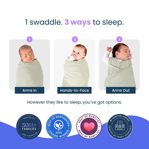 HALO SleepSack Swaddle | Cotton | 1.5 TOG | 68-75°F | 6-12 lbs |Sage