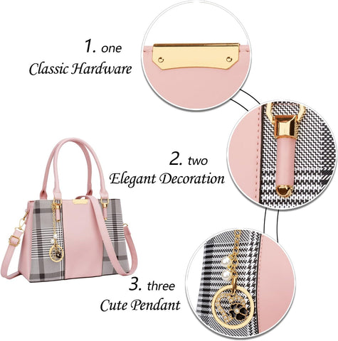 KKXIU Women Purses and Handbags, PU Leather Top Handle Satchel Bag
