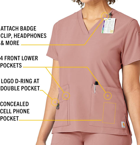 Carhartt Cross-Flex Scrubs for Women, V-Neck Scrub Tops