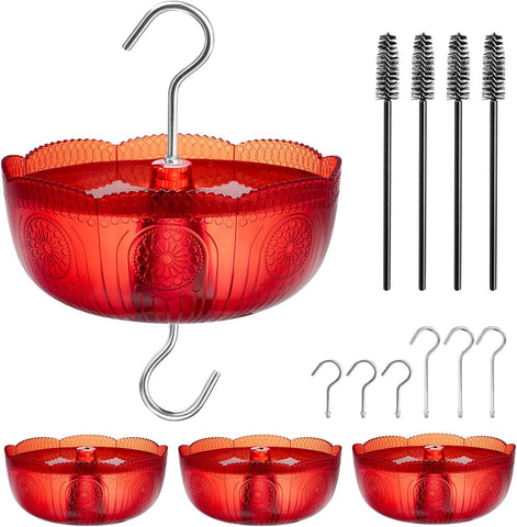 Ant Moat for Hummingbird Feeders, Red, 4 Pack, 6 OZ